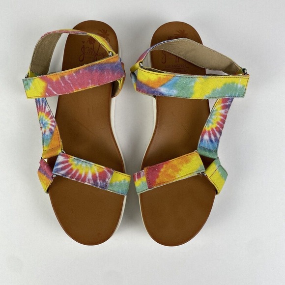 Jellypop Shoes Quests Tie-Dyed Strap Sandals Women Size 9 Pre-Owned - Picture 10 of 14